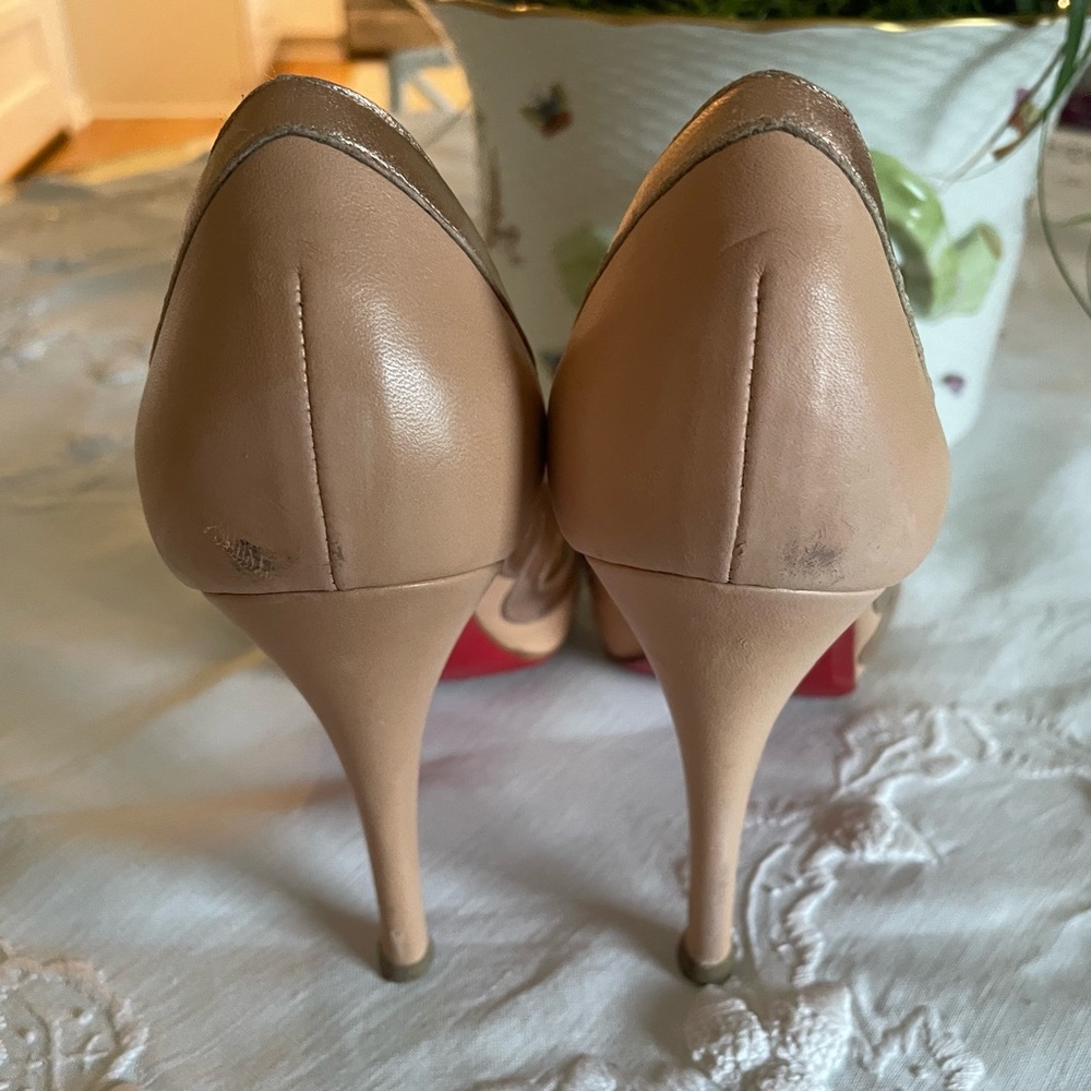 Christian Louboutin Nude Peep Toe Heels - Picture 2 of 5